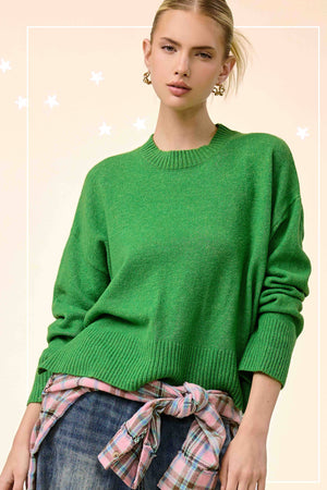 Crew Mock Neck Drop Shoulder Sweater Game Day Fall