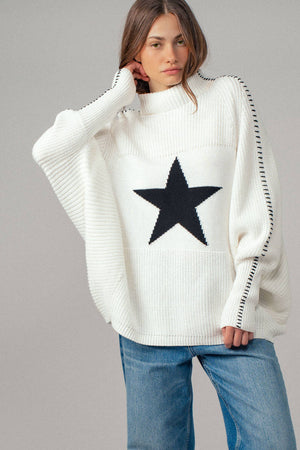 Star Knit Oversized Sweater Top