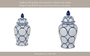 Ceramic Classic Links Decorative Temple Jar - Blue, 18 in.