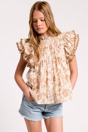 Toile Shoulder Ruffle Blouse