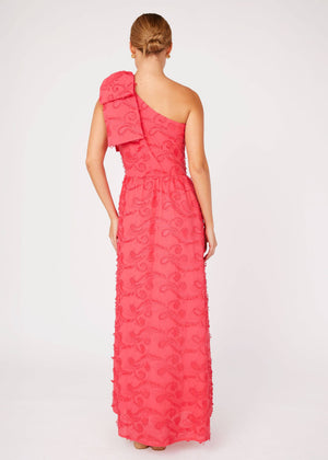 Caroline Gown Hot Coral 3D Paisley Cotton