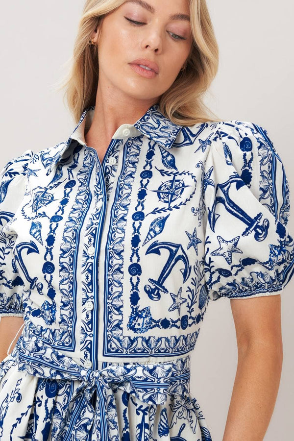 A Printed Woven Mini Dress