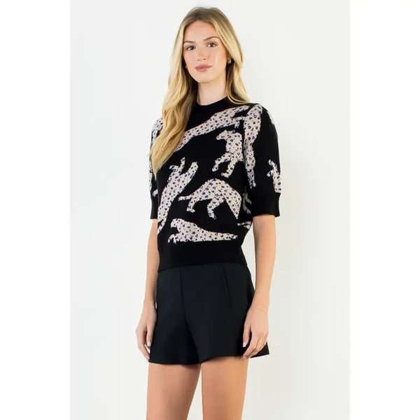Leopard Print Knit Sweater