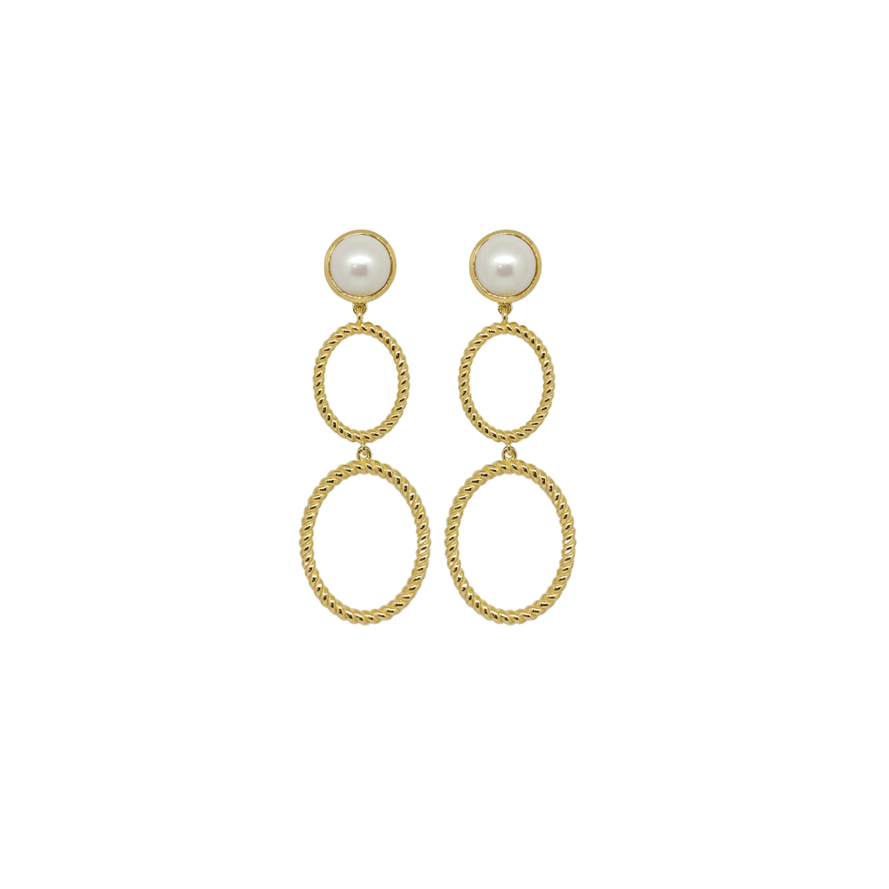 Lucie Double French Twist & Freshwater Pearl Earrings