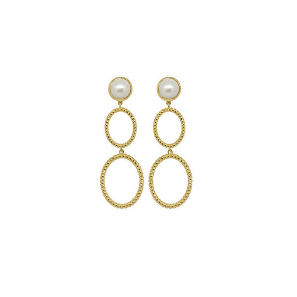 Lucie Double French Twist & Freshwater Pearl Earrings