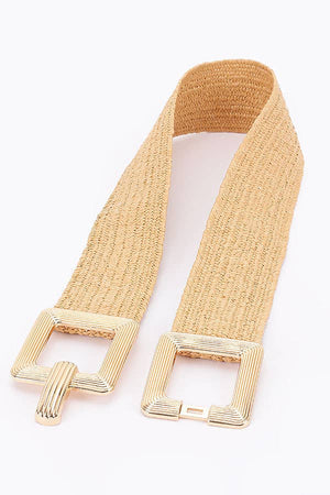 Woven Double Square Buckle Stretch Belt PB8906