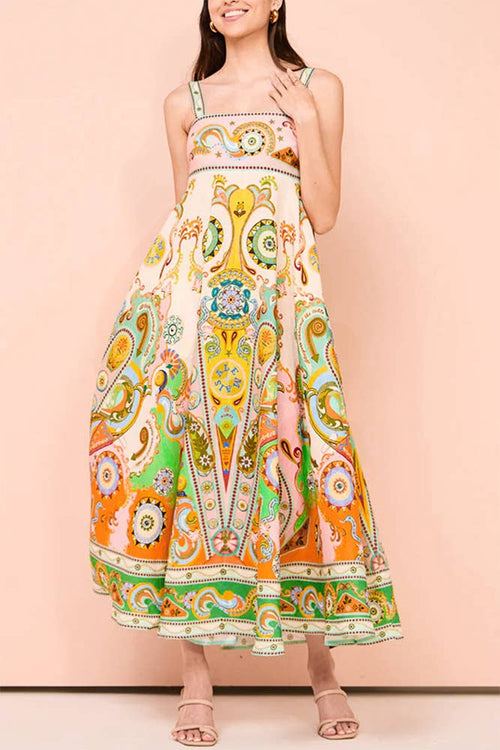 Fall Bohemian Printed Sleeveless Maxi Dress