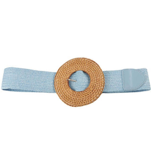 WOVEN ELASTIC BELT ROUND RATTAN BUCKLE