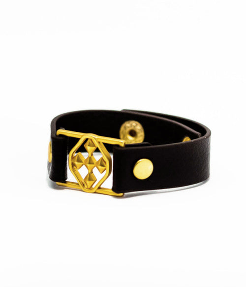 small leather shield cuff bracelet
