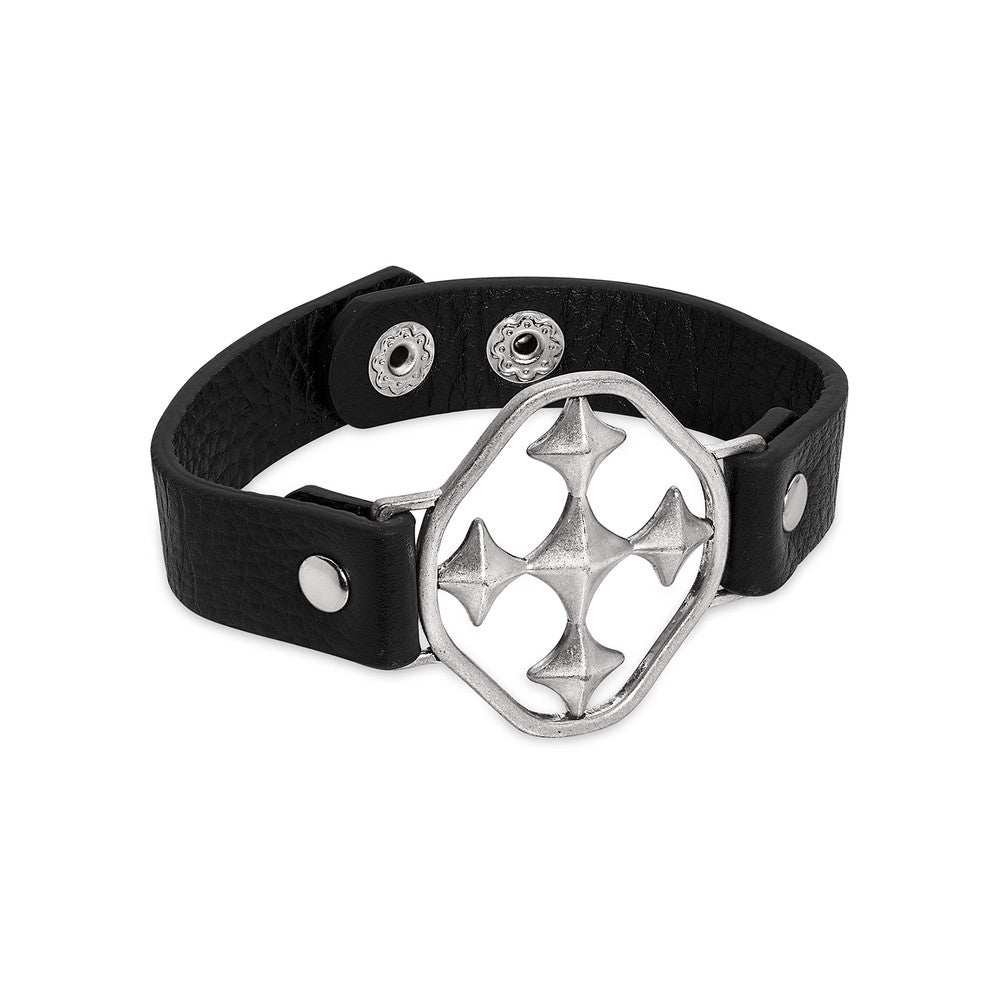 large leather shield cuff bracelet