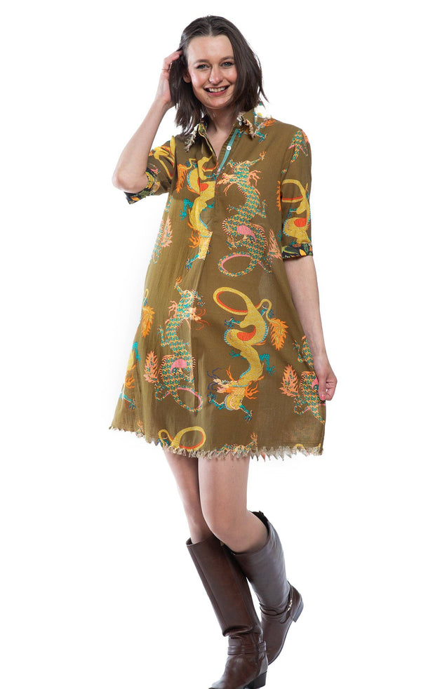 Chatham Olive Dragon Print