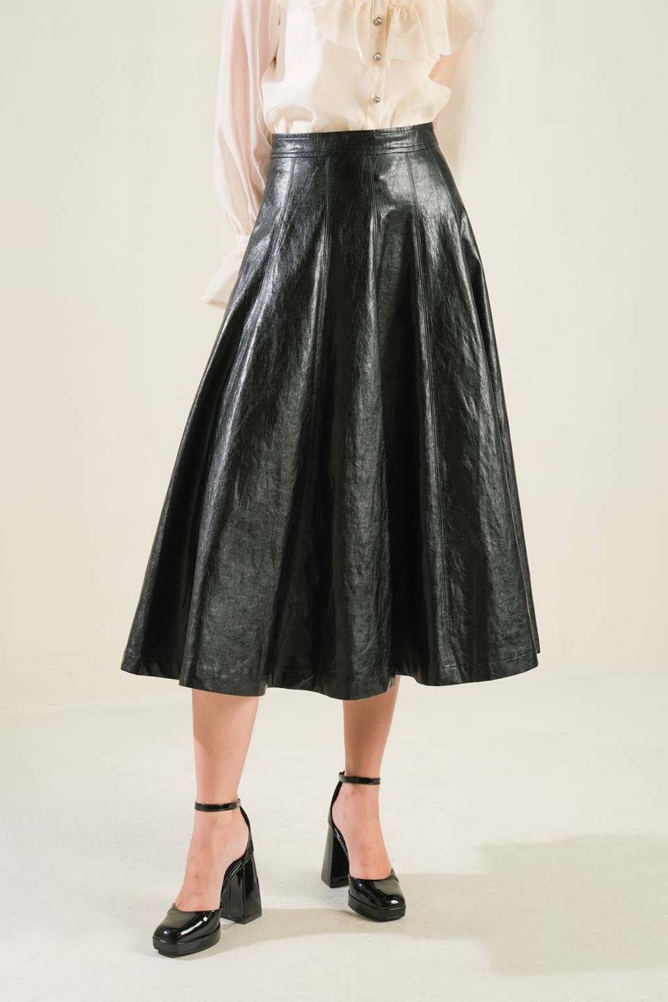 A faux leather full skirt
