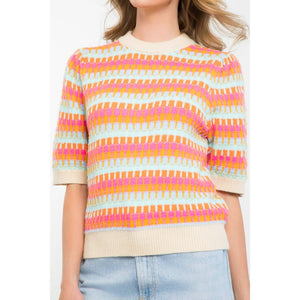 Vibrant Crochet Pattern Knit Top