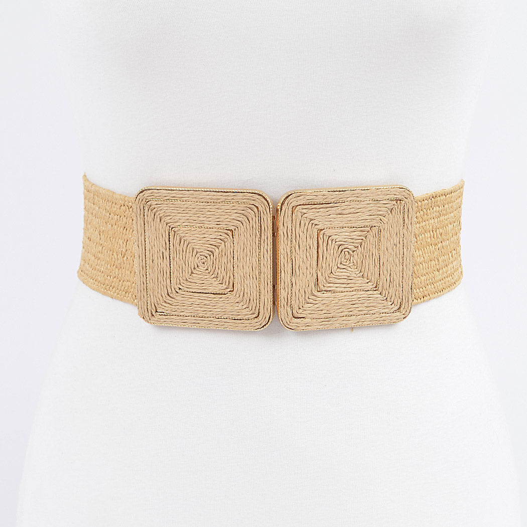 Faux Straw Two Buckle Belt