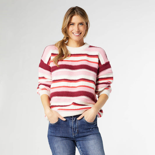 Paloma Textured Stripe Crew Neck Sweater