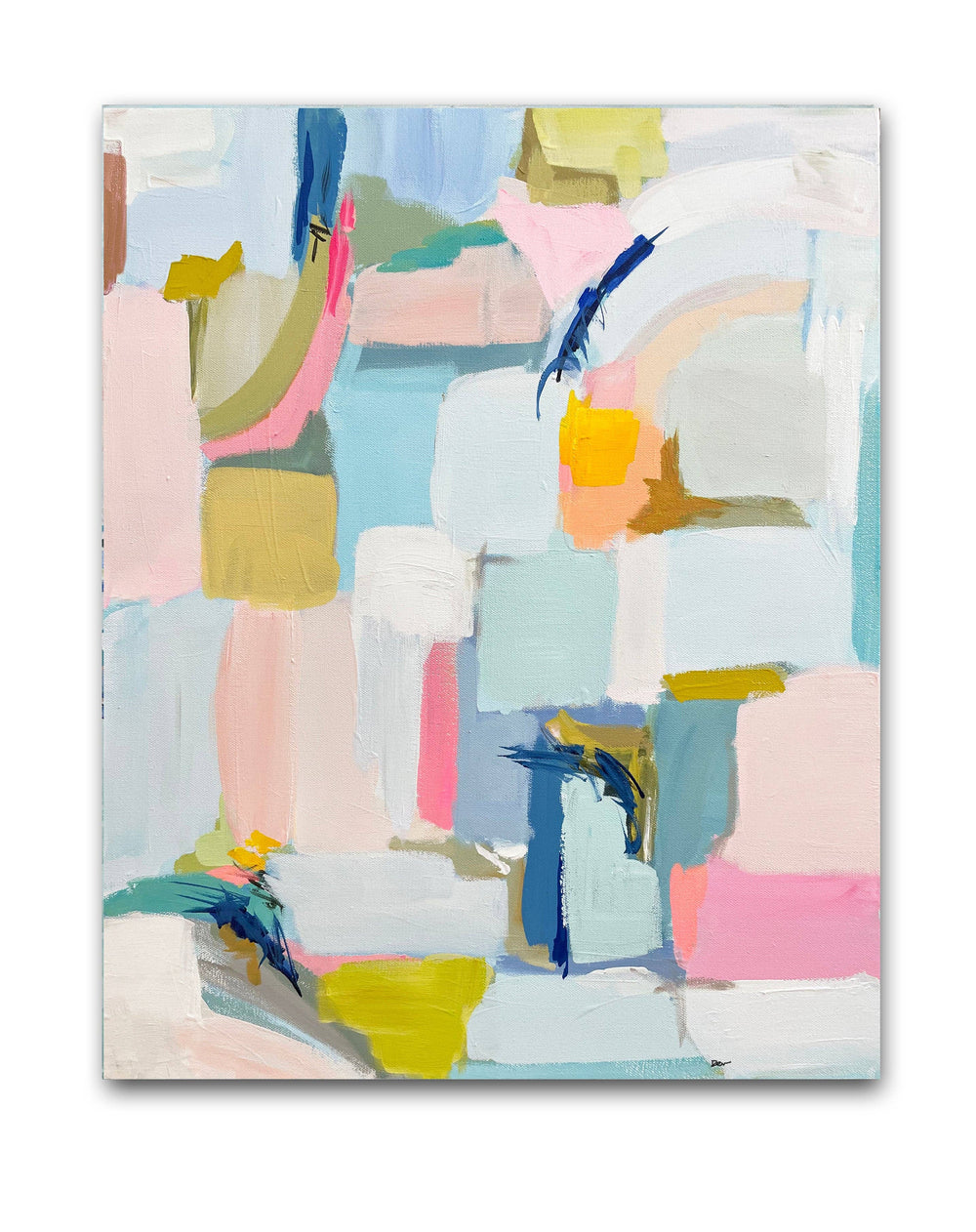 Abstract Print on Paper, "Bright Spring" with Gold frame