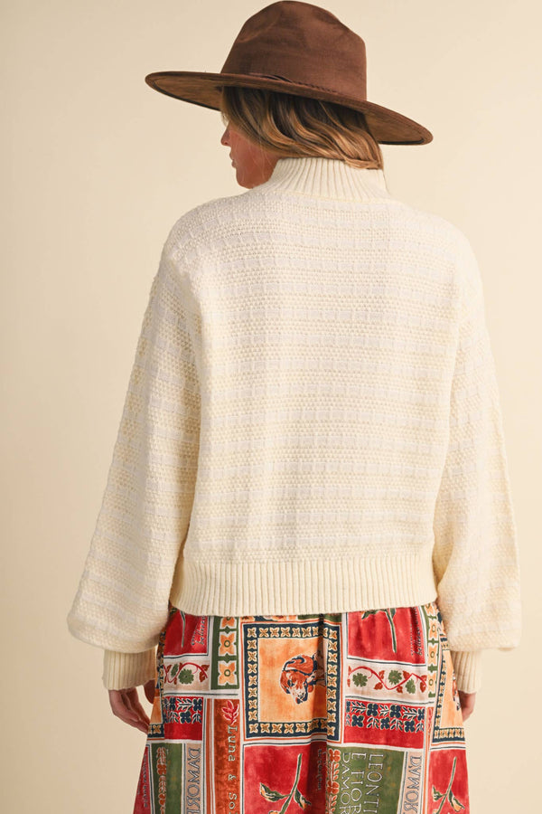Quilted Mock Neck Sweater