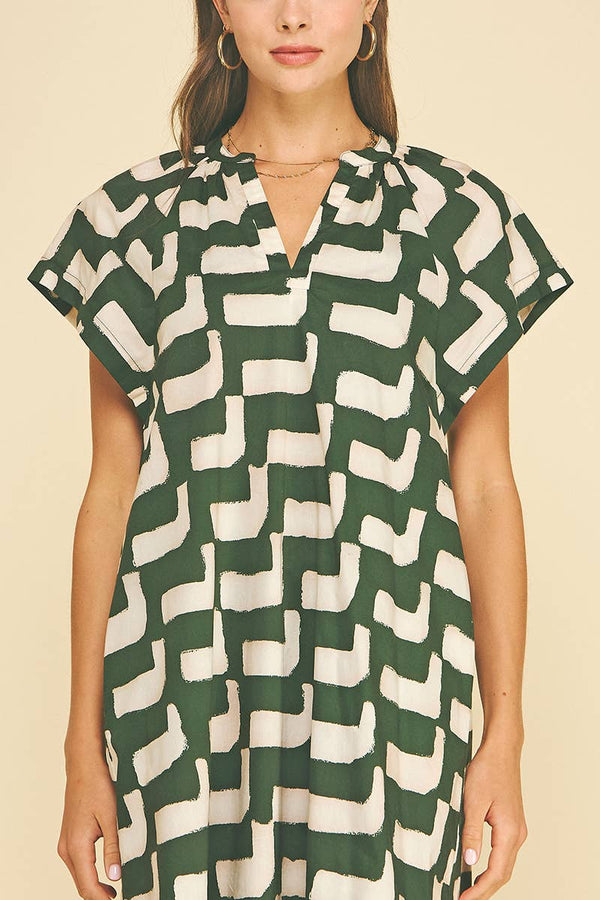 Geometric Print Tunic Dress