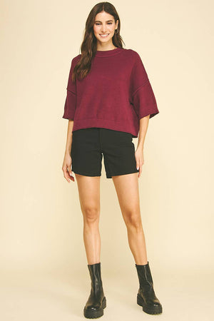 Soft Knit Short Sleeve Sweater Top