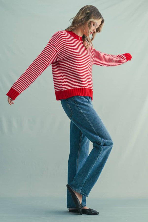 Striped Drop-Shoulder Sweater