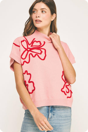 Floral Embroidered Knit Top