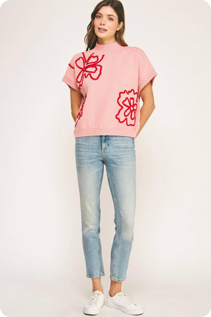 Floral Embroidered Knit Top