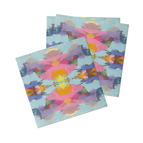 Antigua Smile Cocktail Napkins with Pink Enamel Holder