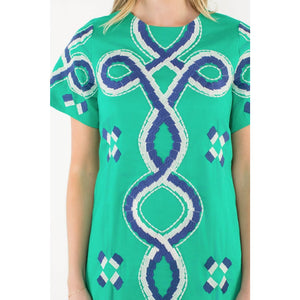Embroidered Short Sleeve Mini Dress