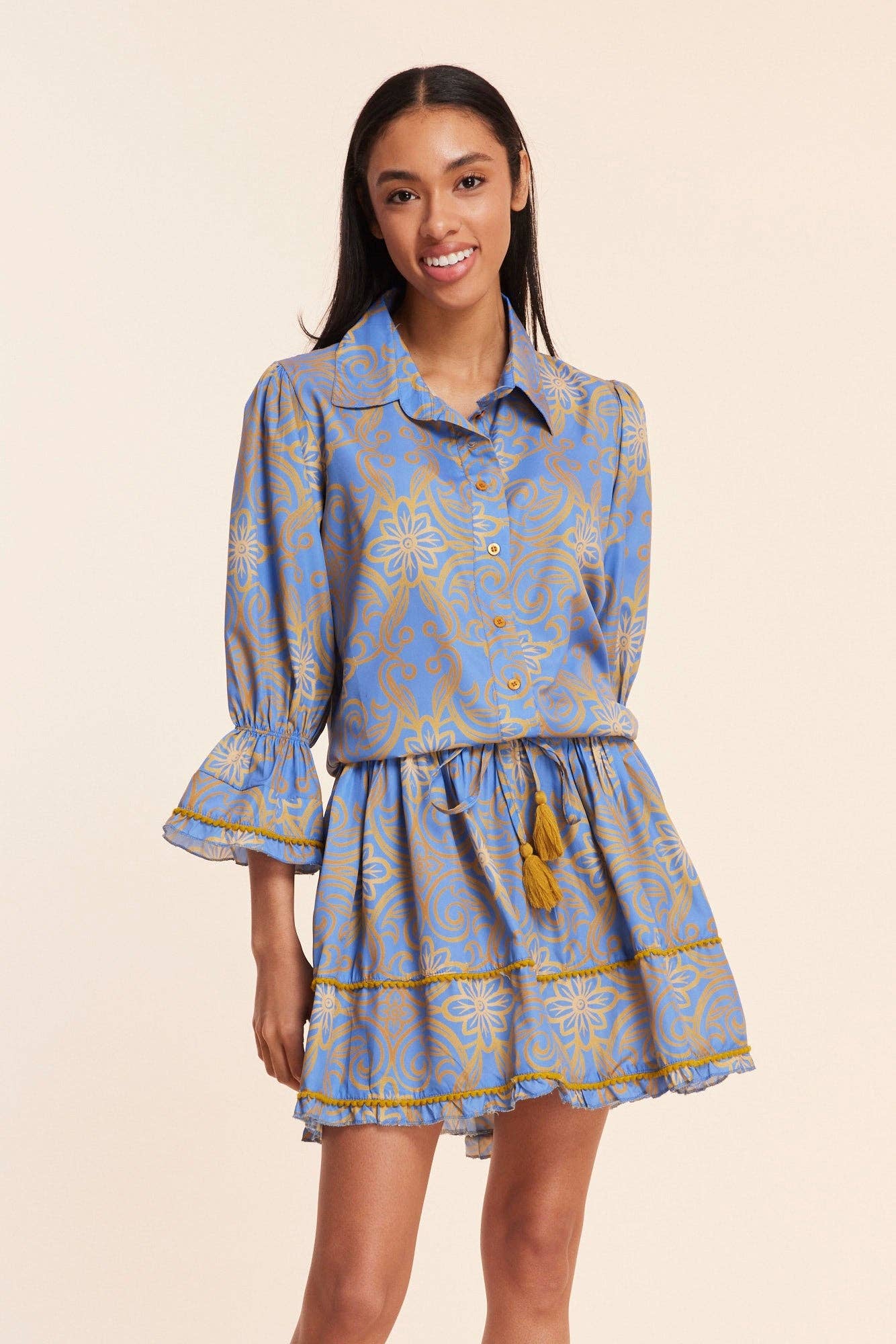 Penelope Blue Gold Fall Resort Dress