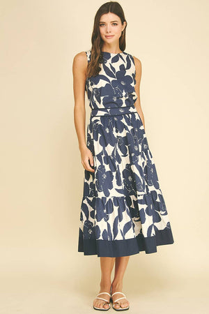 Floral Tiered Midi Skirt