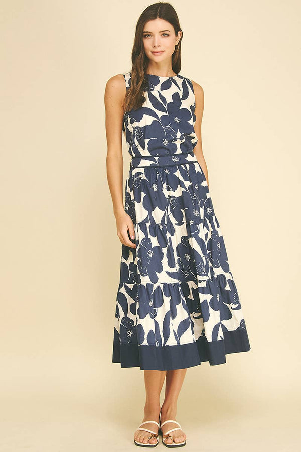Floral Tiered Midi Skirt