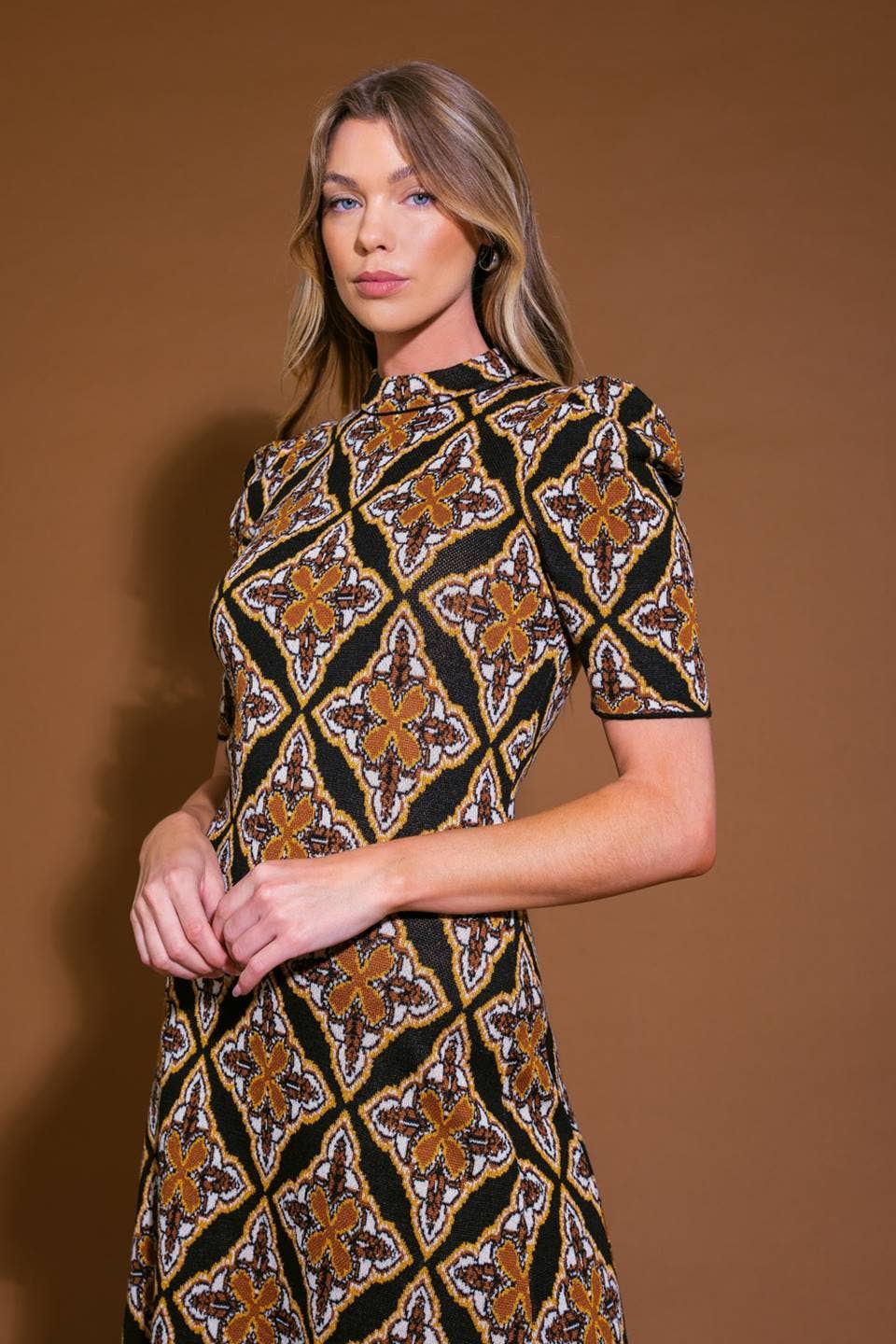 Jacquard sweater midi dress
