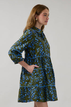 Retra Collared Tiered Mini Dress