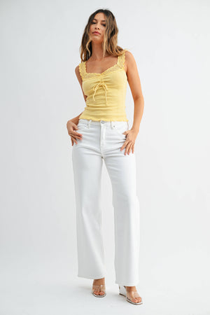 White High Rise Full Length Jeans