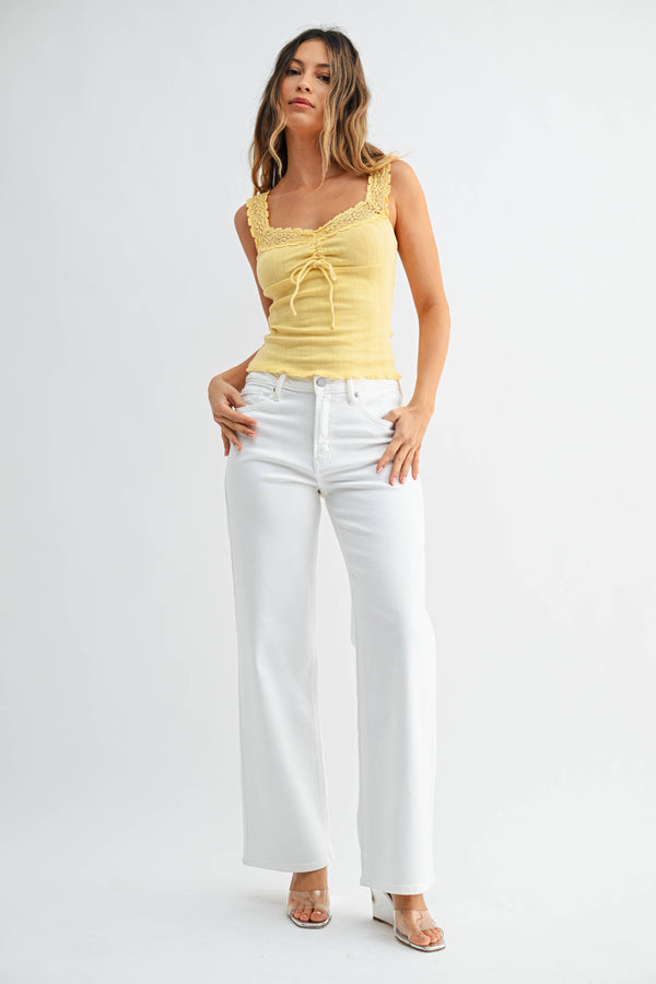 White High Rise Full Length Jeans