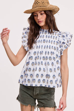 Floral Cluster Ruffle Blouse
