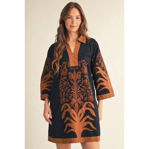 Baroque Floral Embroidered Dress