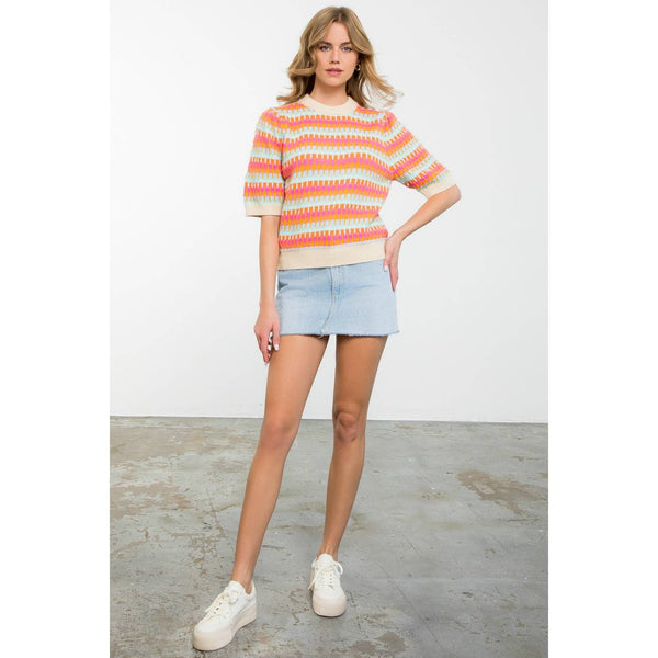 Vibrant Crochet Pattern Knit Top