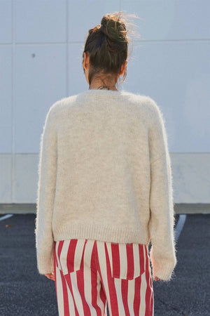 Fuzzy Star Knit Button Up Cardigan