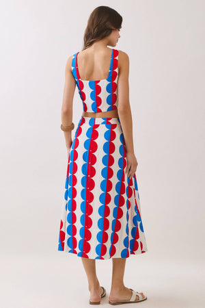 Retro Print Crop Top & Midi Skirt Set