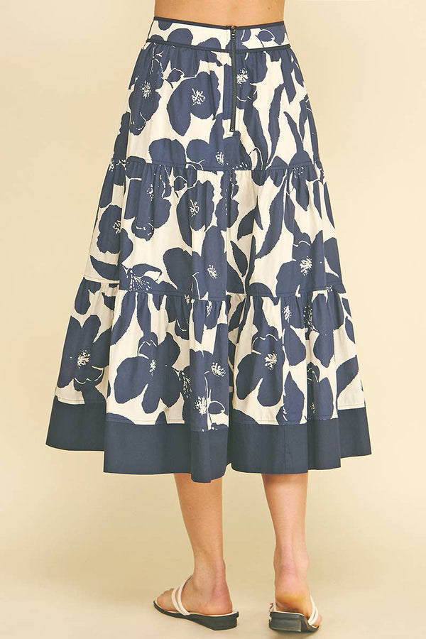 Floral Tiered Midi Skirt