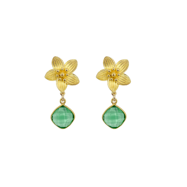 Cecile Green Quartz Drop Earrings - Whimsical Flair