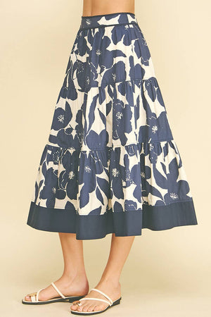 Floral Tiered Midi Skirt