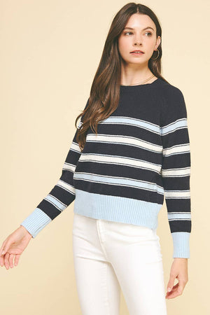 Striped Knit Color Block Sweater