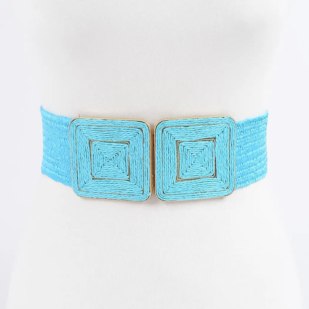 Faux Straw Two Buckle Belt