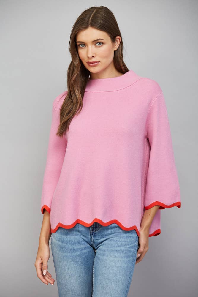 Scallop Edge Detailed Sweater- Dusty Orchid