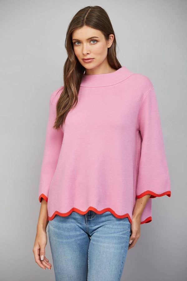 Scallop Edge Detailed Sweater- Dusty Orchid
