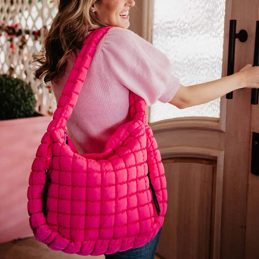 Large Quilted Puffer Tote