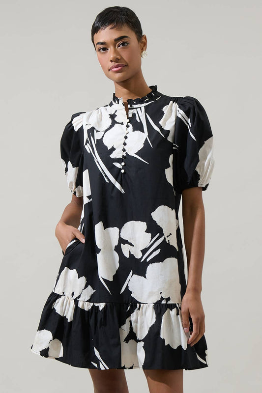 Shadow Floral Minley Shift Mini Dress