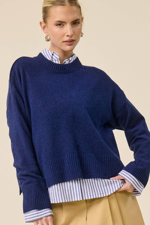 Crew Mock Neck Drop Shoulder Sweater Game Day Fall